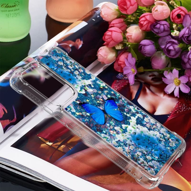 Coque Samsung Galaxy A53 5G à Cordon Paillettes Papillons