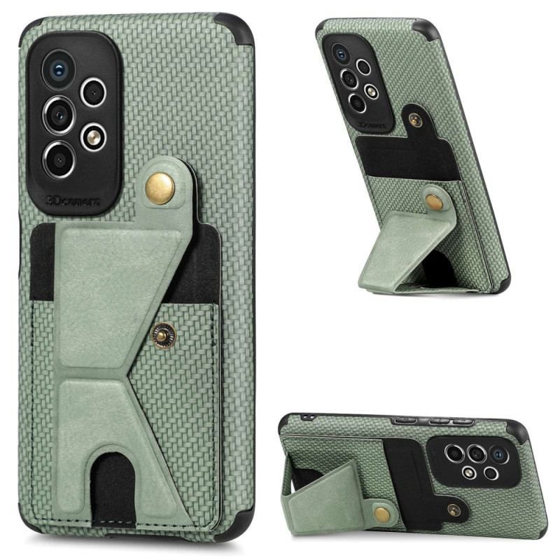 Coque Samsung Galaxy A53 5G Fibre Carbone Porte-Cartes Support