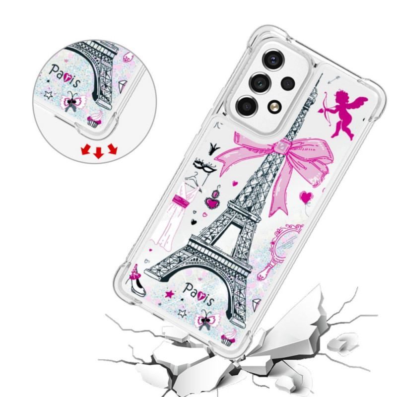 Coque Samsung Galaxy A53 5G La Tour Eiffel Paillettes