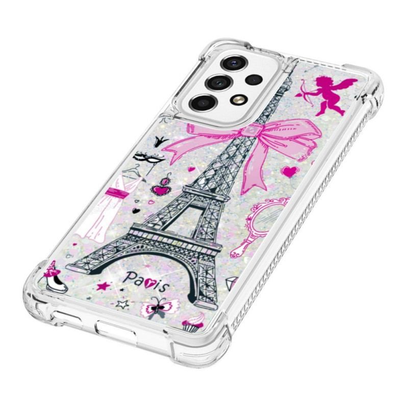 Coque Samsung Galaxy A53 5G La Tour Eiffel Paillettes