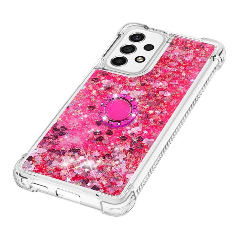 Coque Samsung Galaxy A53 5G Paillettes avec Anneau-Support