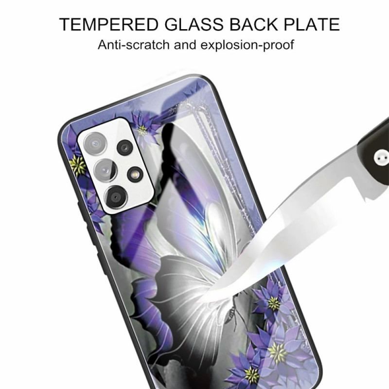 Coque Samsung Galaxy A53 5G Verre Trempé Papillon Violet