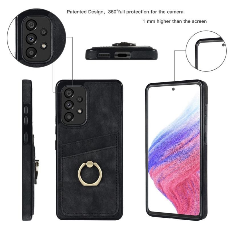 Coque Samsung Galaxy A53 5G Vintage Anneau-Support et Porte-Cartes