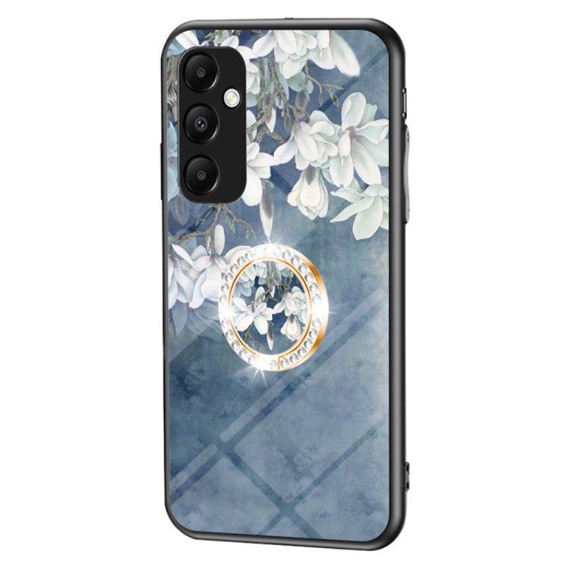 Coque Samsung Galaxy A55 5G Verre Trempé avec Support Motif Floral