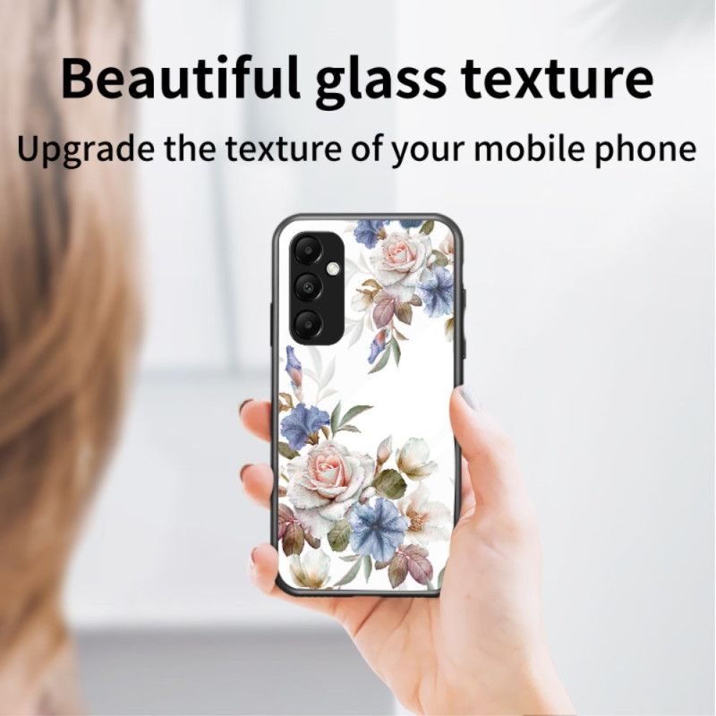 Coque Samsung Galaxy A55 5G Verre Trempé avec Support Motif Floral