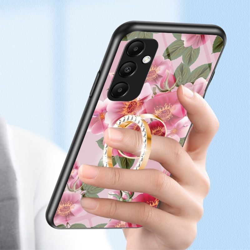 Coque Samsung Galaxy A55 5G Verre Trempé avec Support Motif Floral