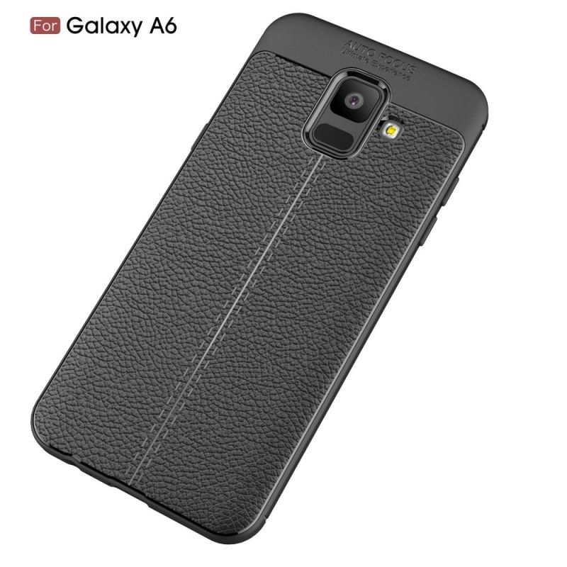 Coque Samsung Galaxy A6 Effet Cuir Litchi Double Line