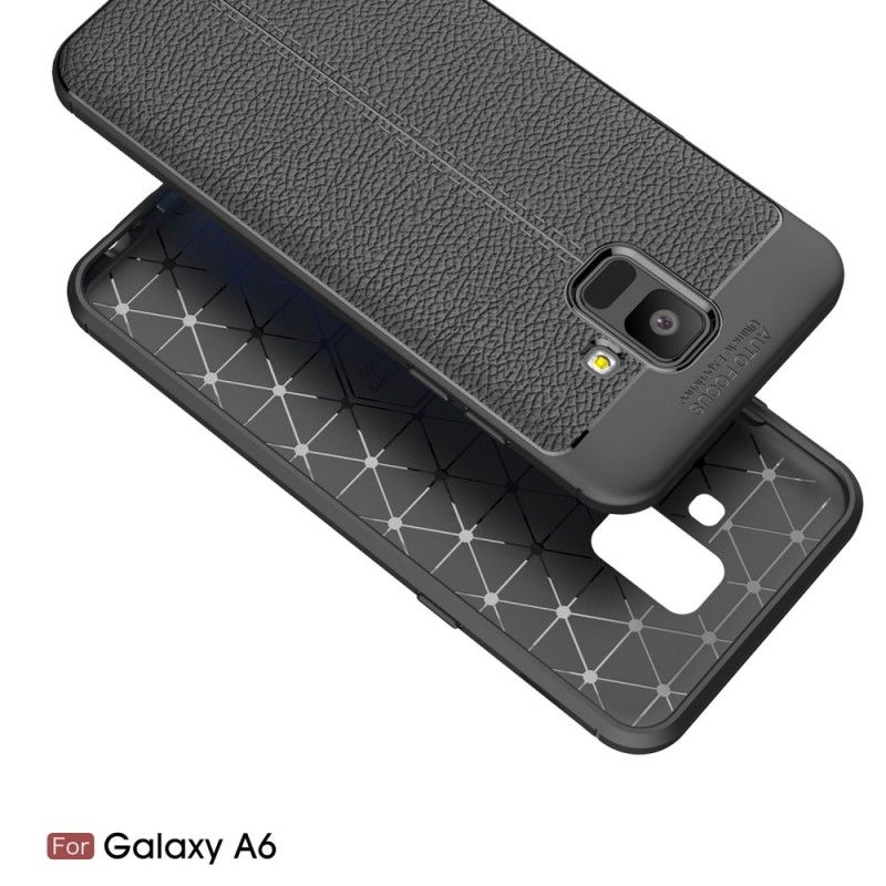 Coque Samsung Galaxy A6 Effet Cuir Litchi Double Line