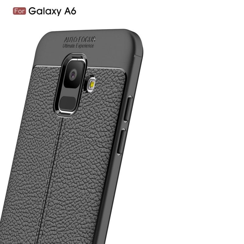 Coque Samsung Galaxy A6 Effet Cuir Litchi Double Line