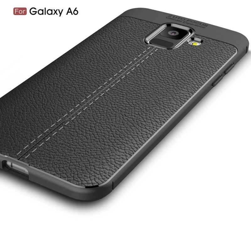 Coque Samsung Galaxy A6 Effet Cuir Litchi Double Line