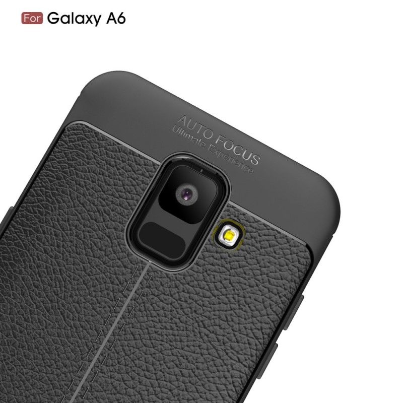 Coque Samsung Galaxy A6 Effet Cuir Litchi Double Line