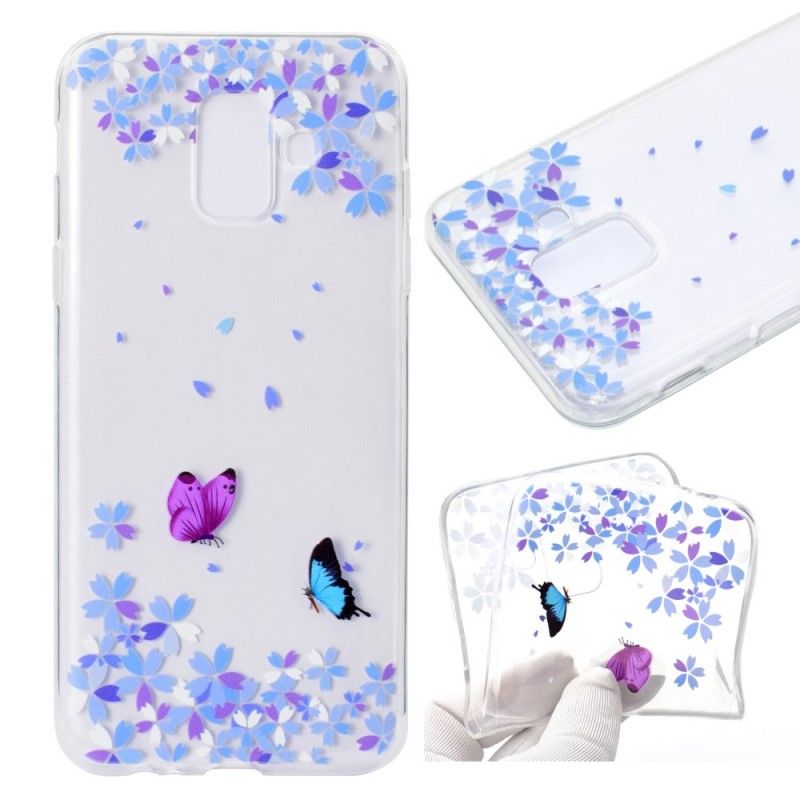 Coque Samsung Galaxy A6 Transparente Papillons Et Fleurs