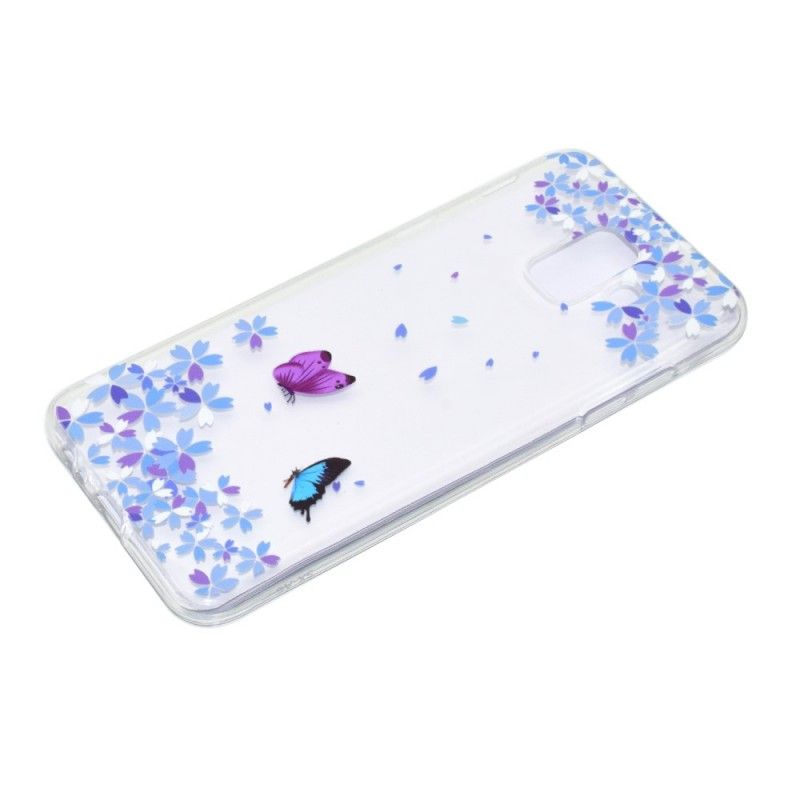 Coque Samsung Galaxy A6 Transparente Papillons Et Fleurs