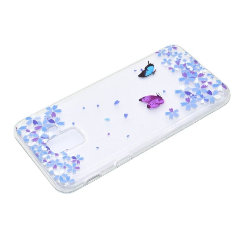 Coque Samsung Galaxy A6 Transparente Papillons Et Fleurs