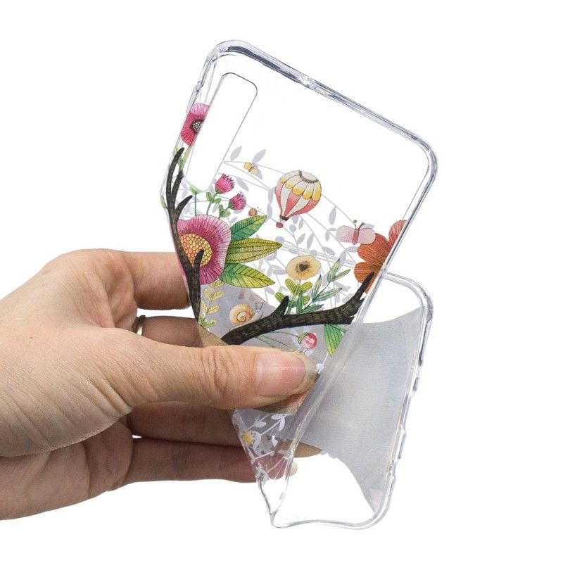 Coque Samsung Galaxy A7 Transparente Cerf Fleuri