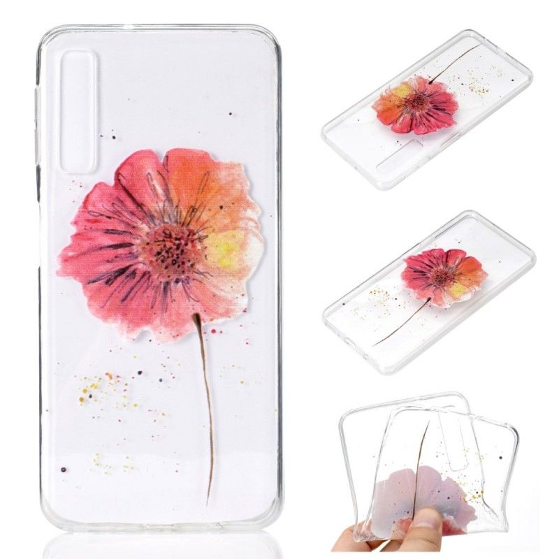 Coque Samsung Galaxy A7 Transparente Coquelicot Aquarelle