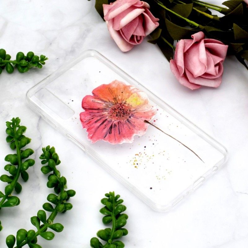 Coque Samsung Galaxy A7 Transparente Coquelicot Aquarelle