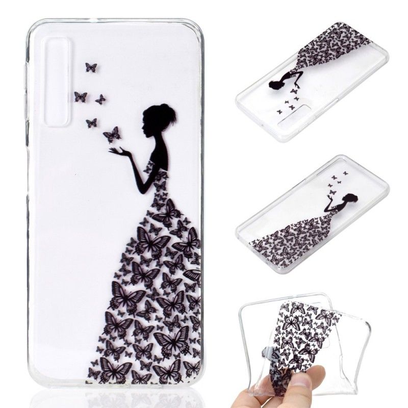 Coque Samsung Galaxy A7 Transparente Robe Papillons