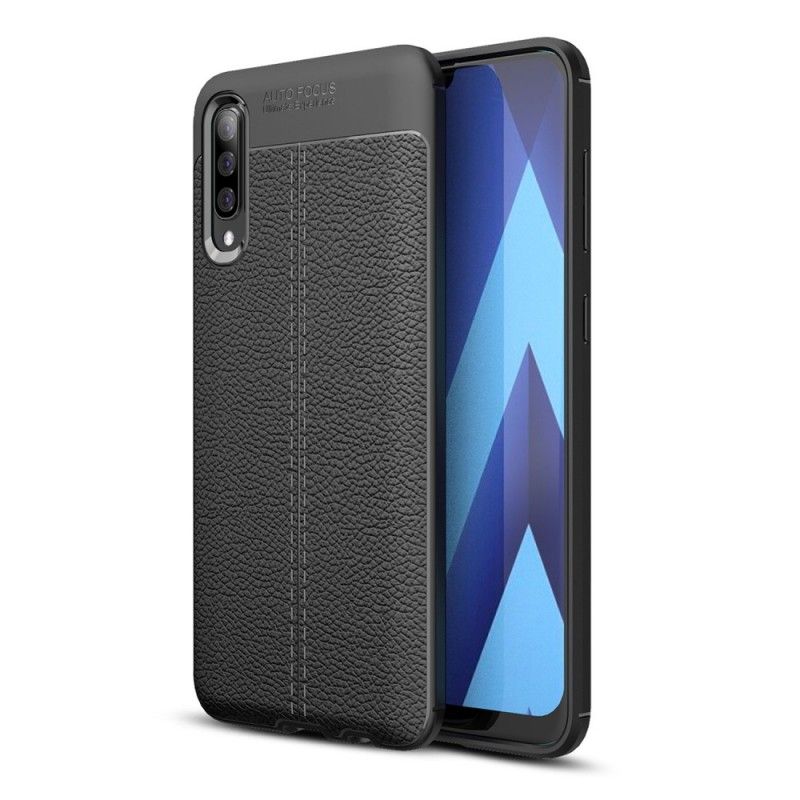 Coque Samsung Galaxy A70 Effet Cuir Litchi Double Line