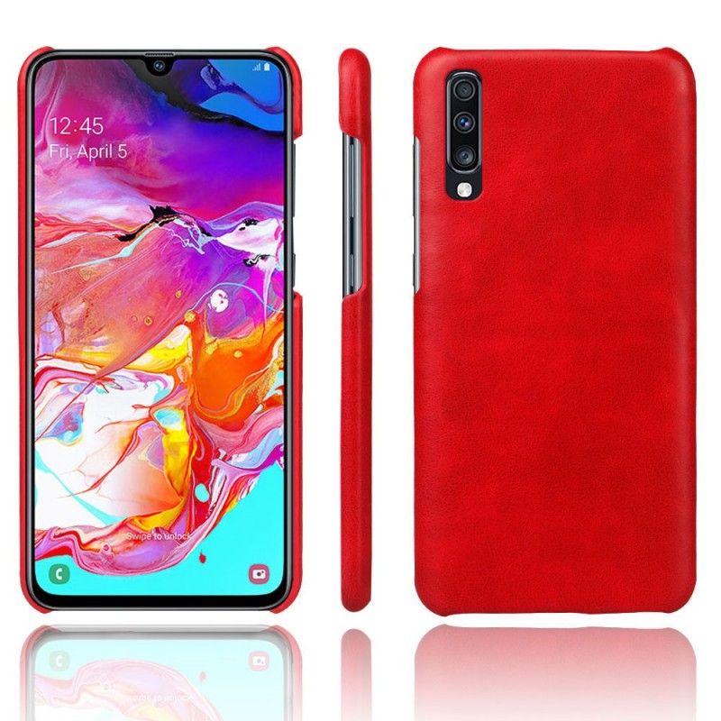 Coque Samsung Galaxy A70 Effet Cuir Litchi Performance