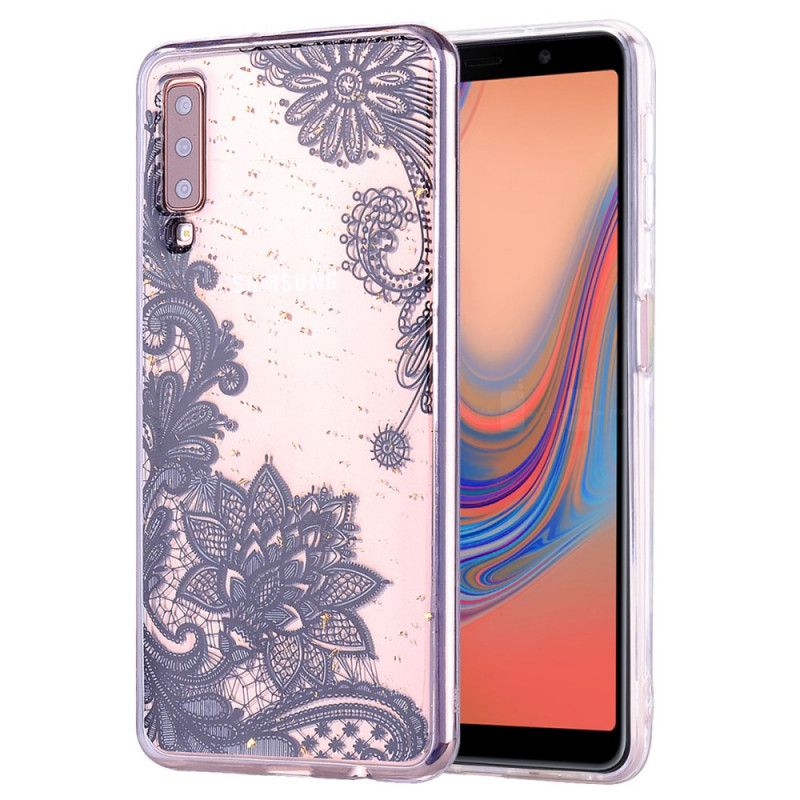 Coque Samsung Galaxy A70 Fleurs Dentelle Et Paillettes