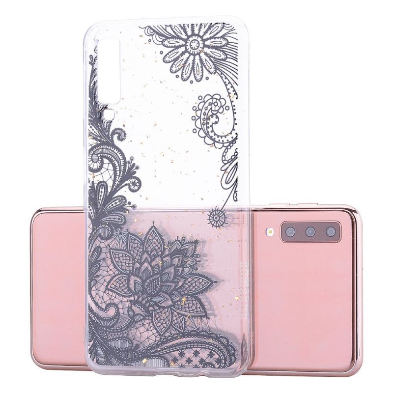 Coque Samsung Galaxy A70 Fleurs Dentelle Et Paillettes