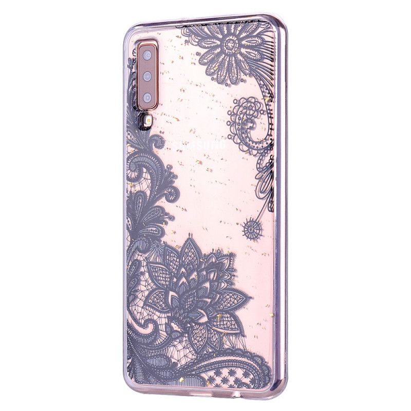 Coque Samsung Galaxy A70 Fleurs Dentelle Et Paillettes