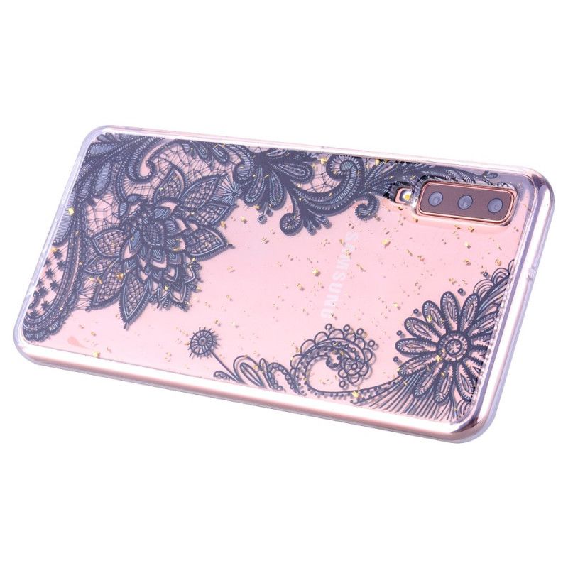 Coque Samsung Galaxy A70 Fleurs Dentelle Et Paillettes