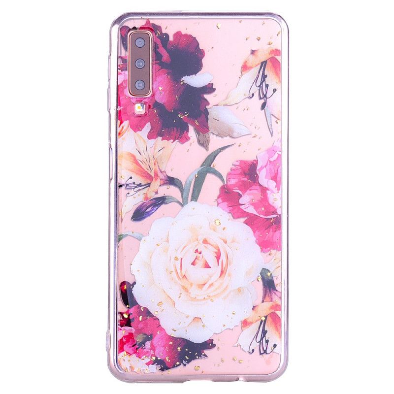 Coque Samsung Galaxy A70 Floralies Et Paillettes