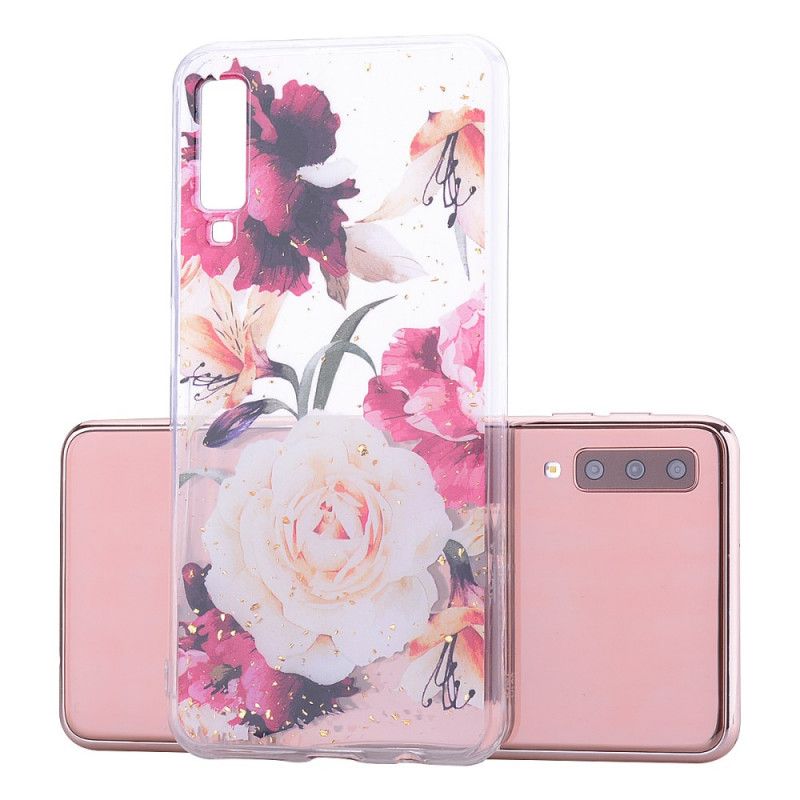 Coque Samsung Galaxy A70 Floralies Et Paillettes