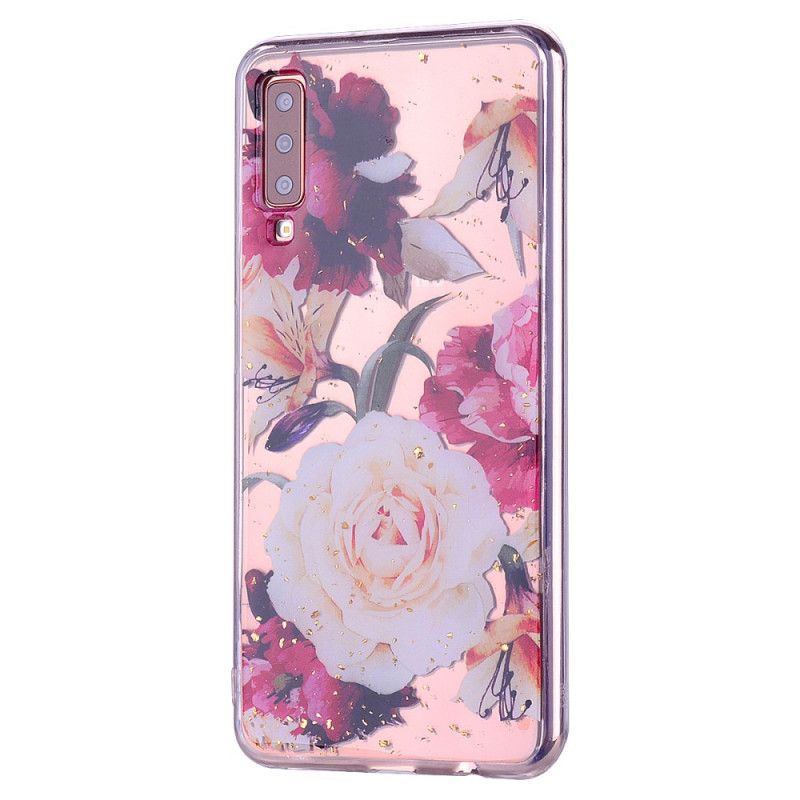 Coque Samsung Galaxy A70 Floralies Et Paillettes