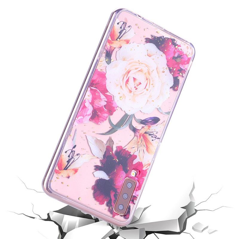 Coque Samsung Galaxy A70 Floralies Et Paillettes