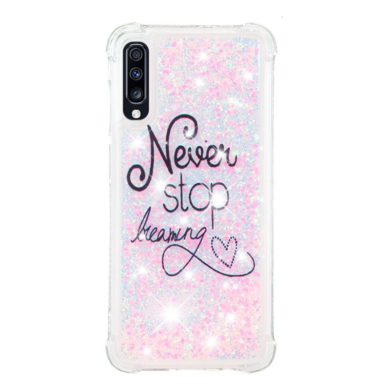 Coque Samsung Galaxy A70 Never Stop Dreaming Paillettes