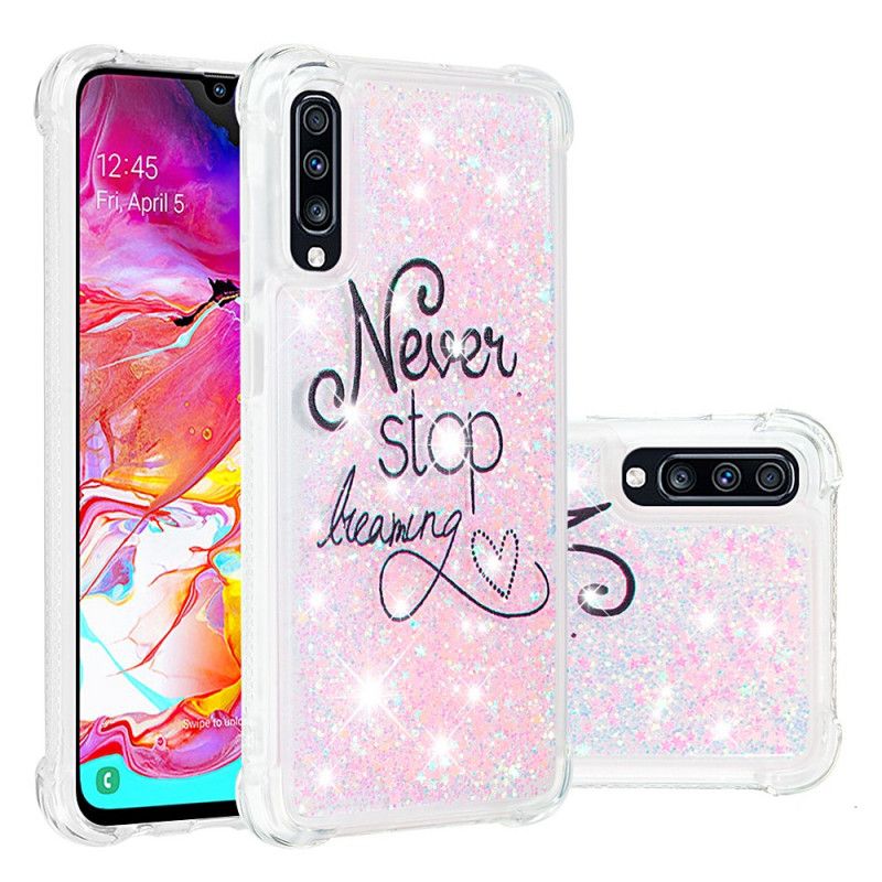 Coque Samsung Galaxy A70 Never Stop Dreaming Paillettes