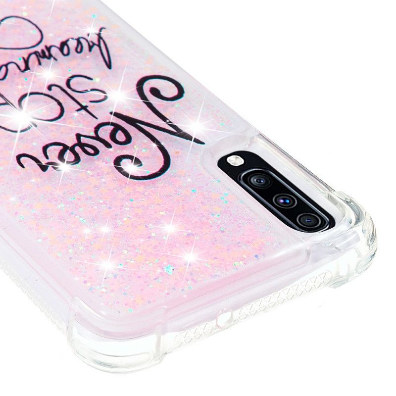 Coque Samsung Galaxy A70 Never Stop Dreaming Paillettes