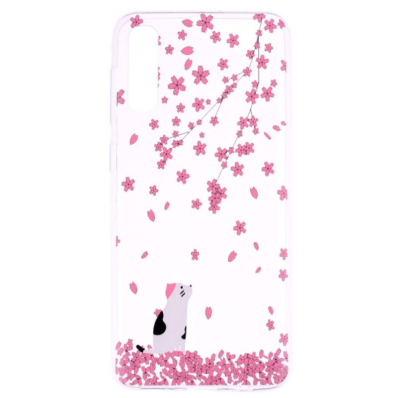 Coque Samsung Galaxy A70 Pétales Et Chat