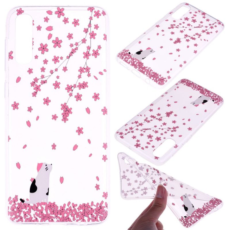 Coque Samsung Galaxy A70 Pétales Et Chat