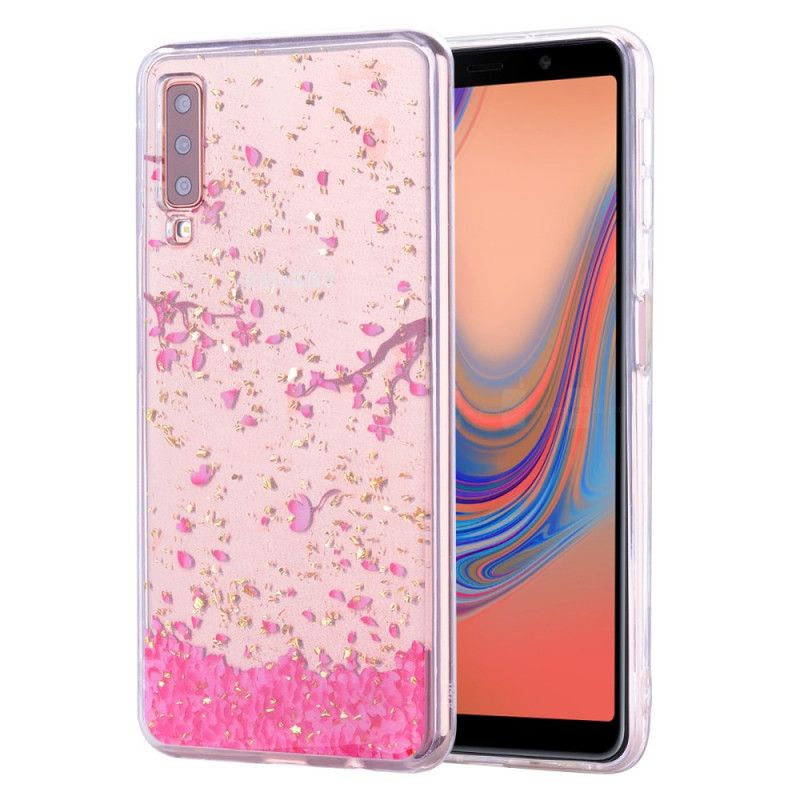 Coque Samsung Galaxy A70 Pétales Et Paillettes