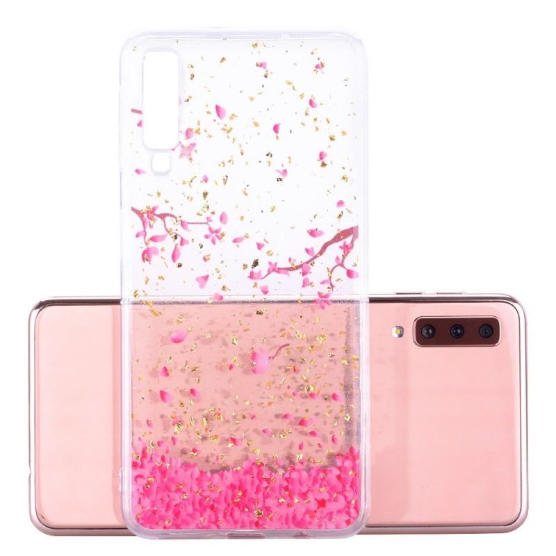 Coque Samsung Galaxy A70 Pétales Et Paillettes