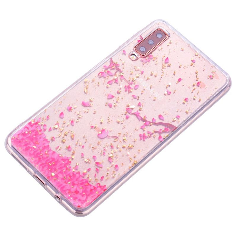 Coque Samsung Galaxy A70 Pétales Et Paillettes