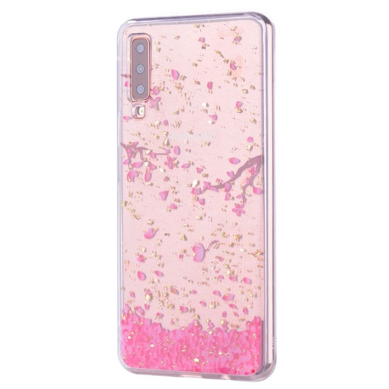 Coque Samsung Galaxy A70 Pétales Et Paillettes