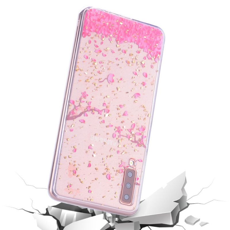 Coque Samsung Galaxy A70 Pétales Et Paillettes