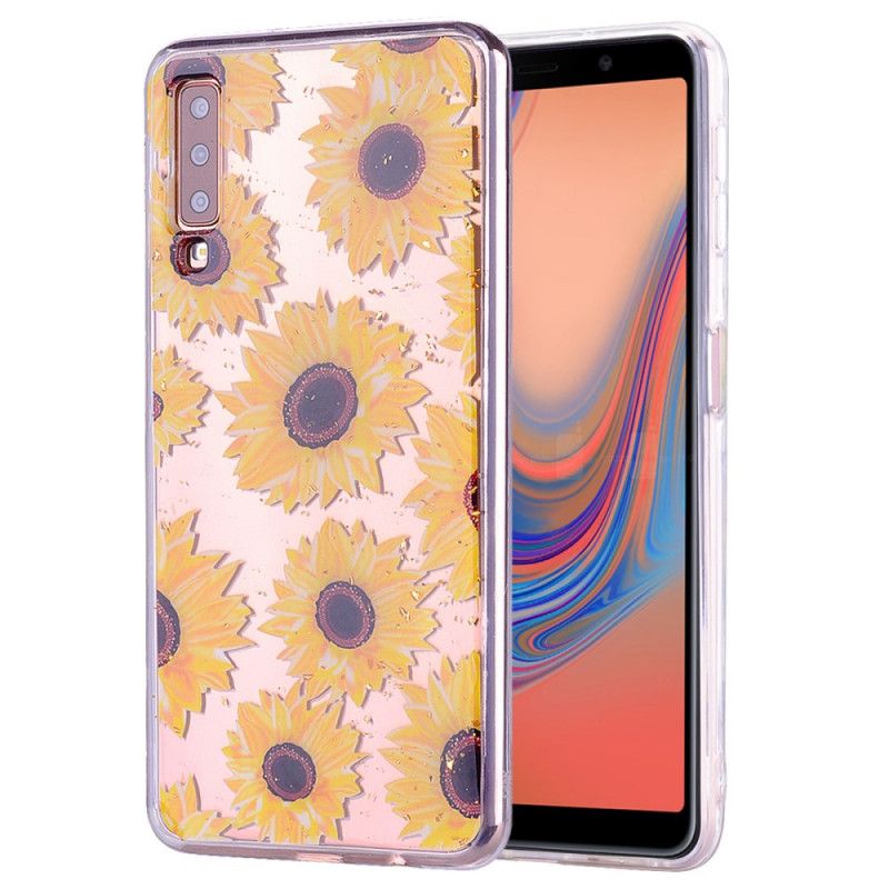 Coque Samsung Galaxy A70 Tournesols Et Paillettes