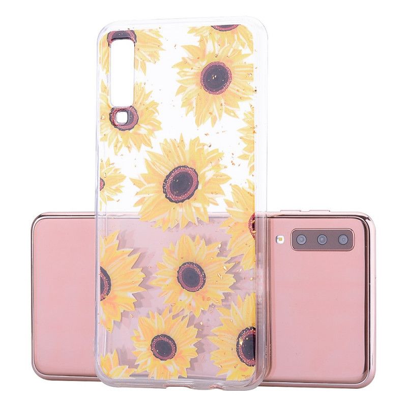 Coque Samsung Galaxy A70 Tournesols Et Paillettes