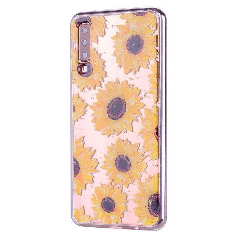 Coque Samsung Galaxy A70 Tournesols Et Paillettes