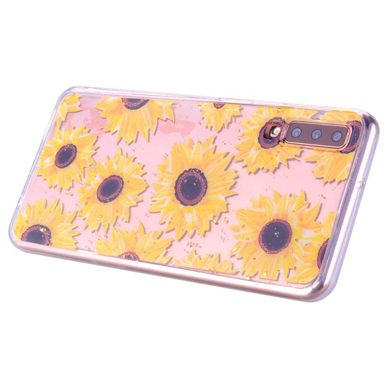 Coque Samsung Galaxy A70 Tournesols Et Paillettes