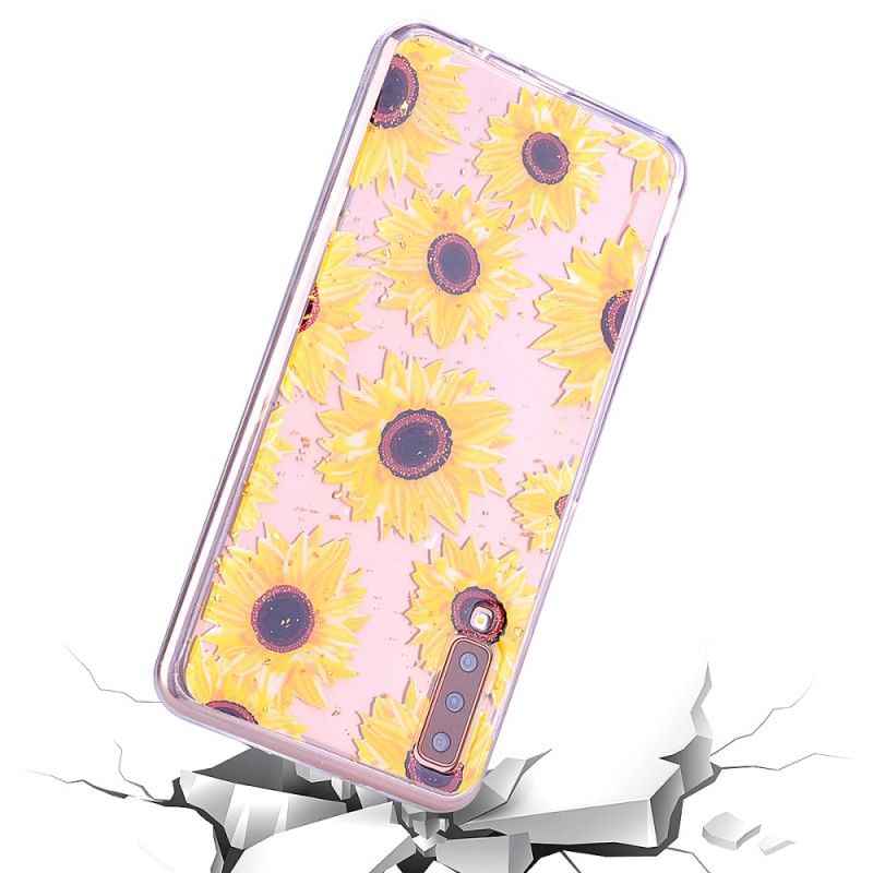 Coque Samsung Galaxy A70 Tournesols Et Paillettes