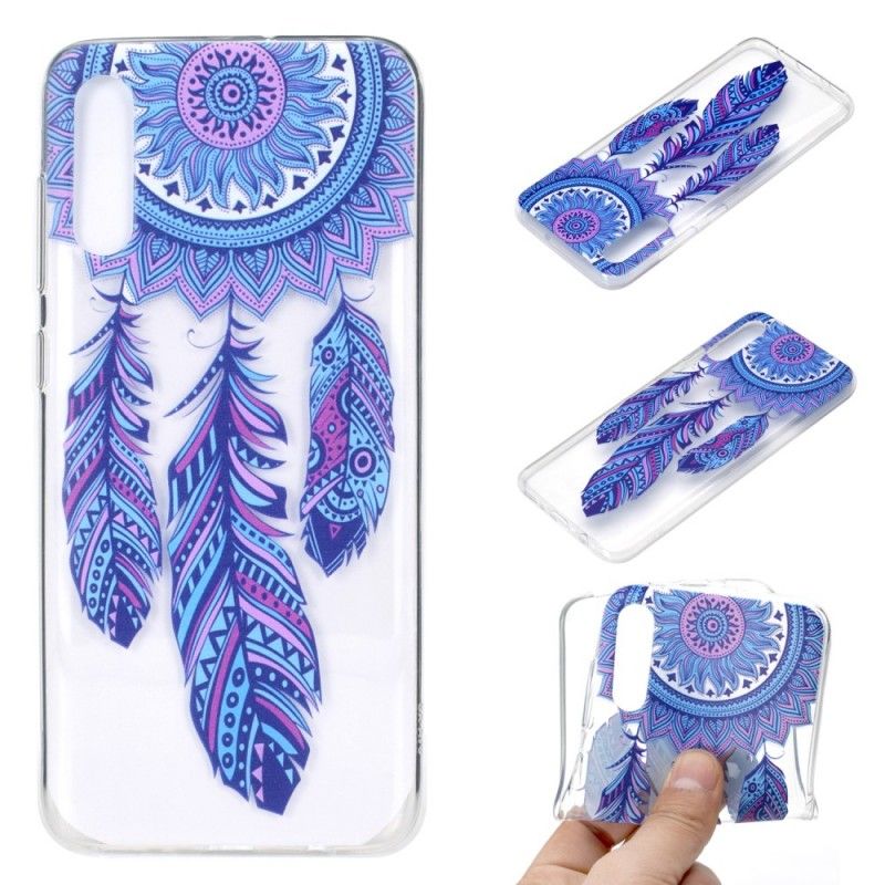 Coque Samsung Galaxy A70 Transparente Attrape Rêves Plumes Bleues