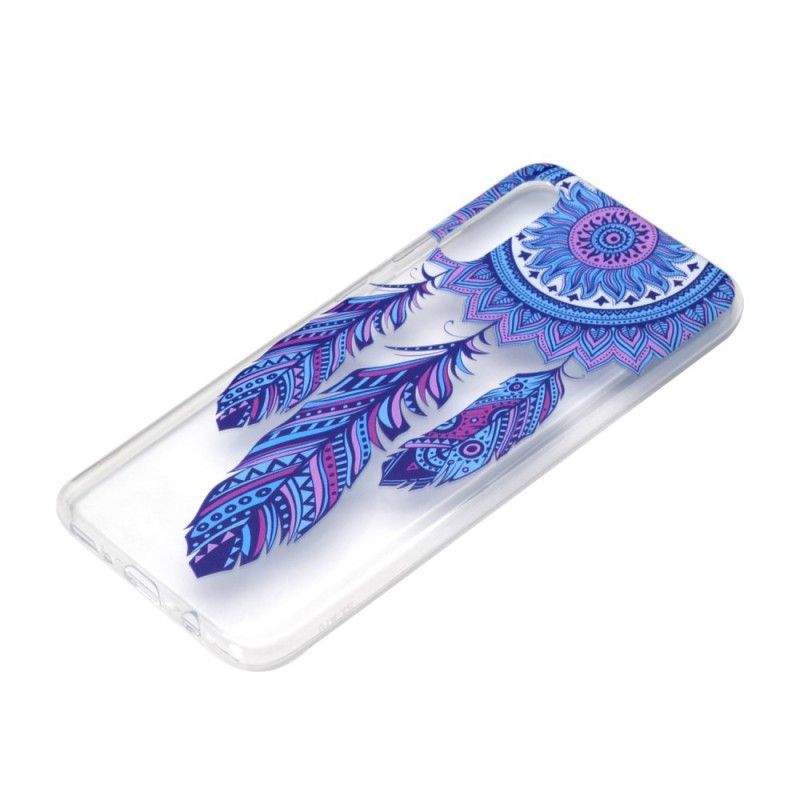 Coque Samsung Galaxy A70 Transparente Attrape Rêves Plumes Bleues