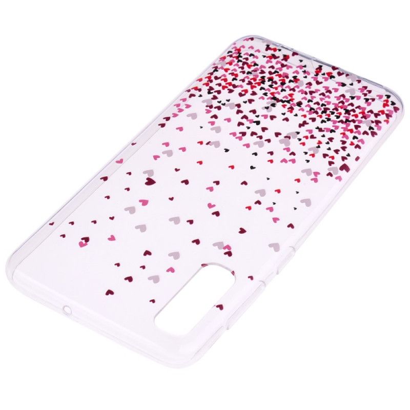 Coque Samsung Galaxy A70 Transparente Multiples Coeurs Rouges